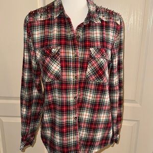 FOREVER 21 - Plaid Long Sleeve w/Spikes - Size Large